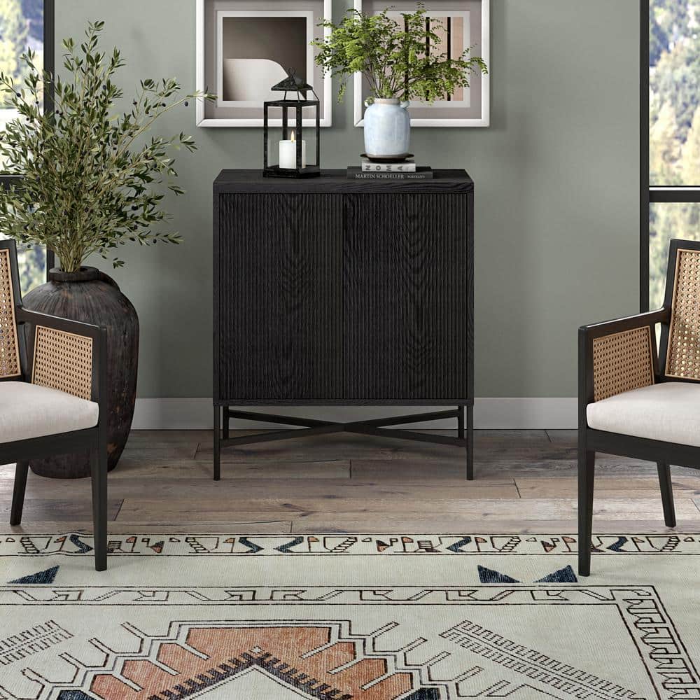 Brighton 28" Black Grain Alder Accent Cabinet with Adjustable Shelving