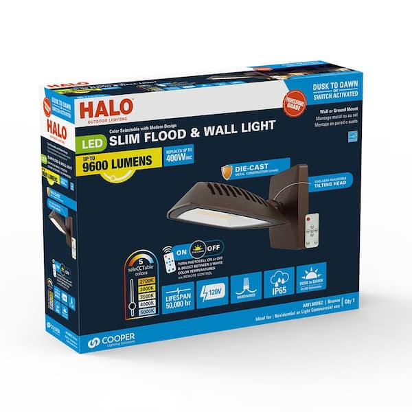 ARFL series, 80-Watt, Bronze, Outdoor Integrated LED Architectural Residential Floodlight, Dusk to Dawn, 9000 Max Lumens