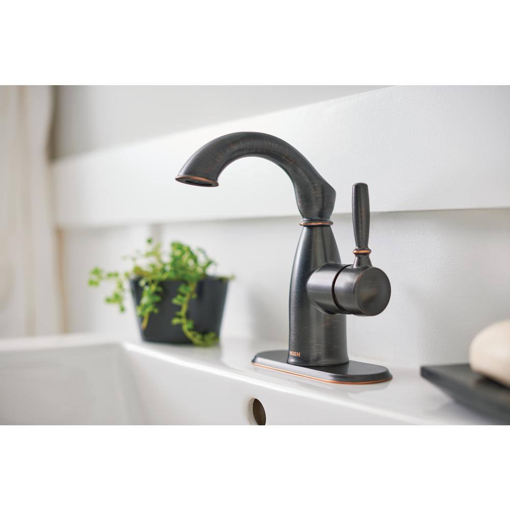 Mediterranean Bronze Single Hole Bathroom Faucet with Drain Assembly