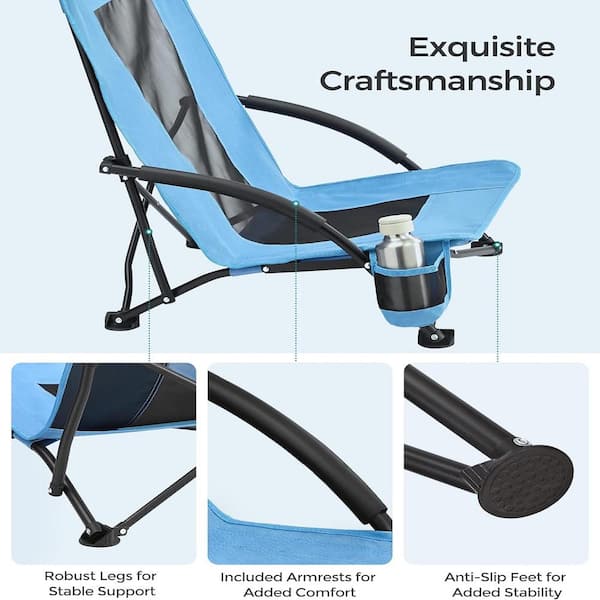 ITOPFOX Portable Light Blue Metal Folding Beach Chair