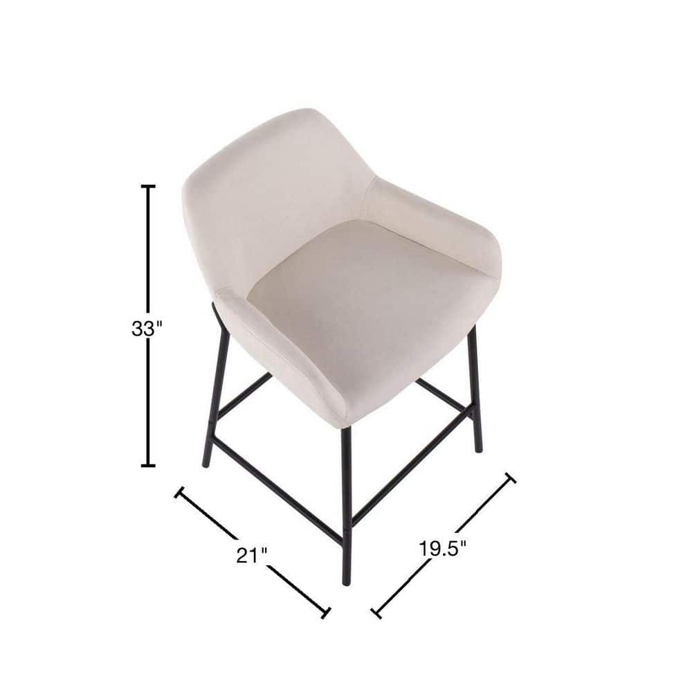 Daniella Cream Fabric and Metal Industrial Counter Stools - Set of 2