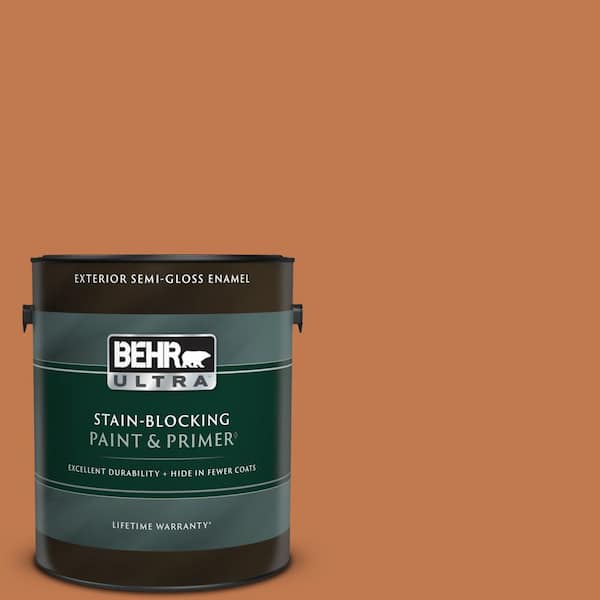 BEHR ULTRA 1 gal. #240D-6 Chivalry Copper Semi-Gloss Enamel Exterior Paint & Primer