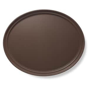 25 in. x 20 in. x 1.25 in. Oval Plastic Non-Slip Restaurant Serving Tray, Brown - NSF Food Service