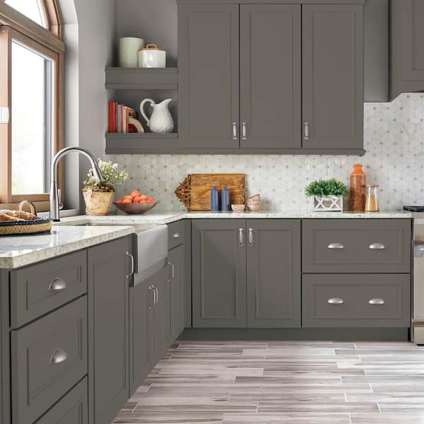 1 gal. #PPU24-04 Burnished Pewter Semi-Gloss Enamel Interior/Exterior Cabinet, Door & Trim Paint