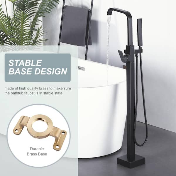 Single-Handle Floor Mount Freestanding Tub Faucet Bathtub Filler with Hand Shower in. Oil Rubbed Bronze