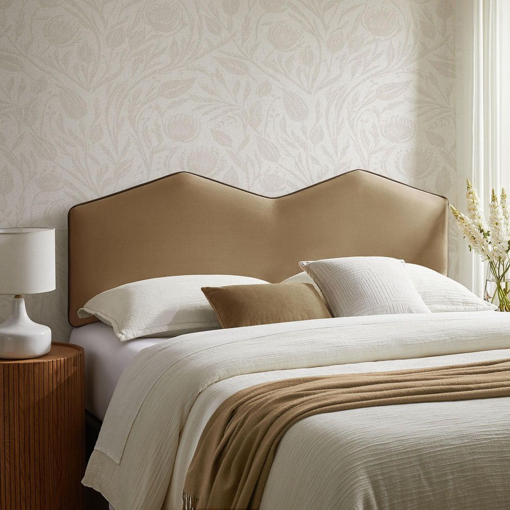 Cosette Adjustable Velvet King Size Headboard in Taupe Brown