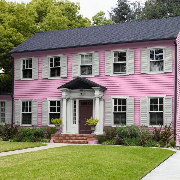 BEHR PREMIUM PLUS 1 qt. #680A-3 Pink Bliss Semi-Gloss Enamel Exterior Paint  & Primer 540004 - The Home Depot
