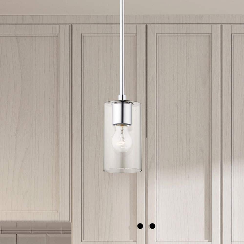 Zurich Polished Chrome Clear Glass Modern 1-Light Pendant