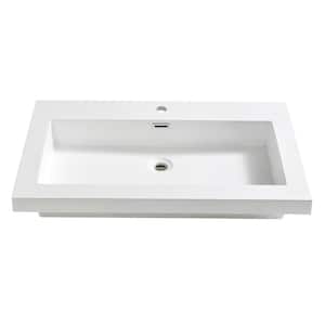 Medio 32 in. Drop-In Acrylic Bathroom Sink in White with Integrated Bowl