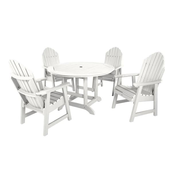 Highwood Hamilton White 5-Piece Recycled Plastic Round Outdoor Dining Set