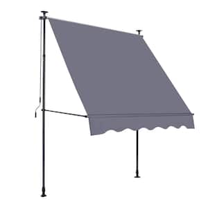10 ft. x 4 ft. Gray Manual Retractable Awning, Non-Screw Outdoor Sun Shade Cover with UV Protection, 100% Polyester Made