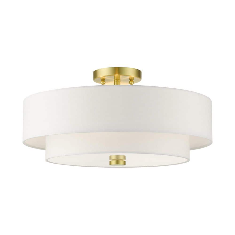 Mercury 18 in. 4-Light Satin Brass Semi-Flush Mount price history on PriceWatchPro