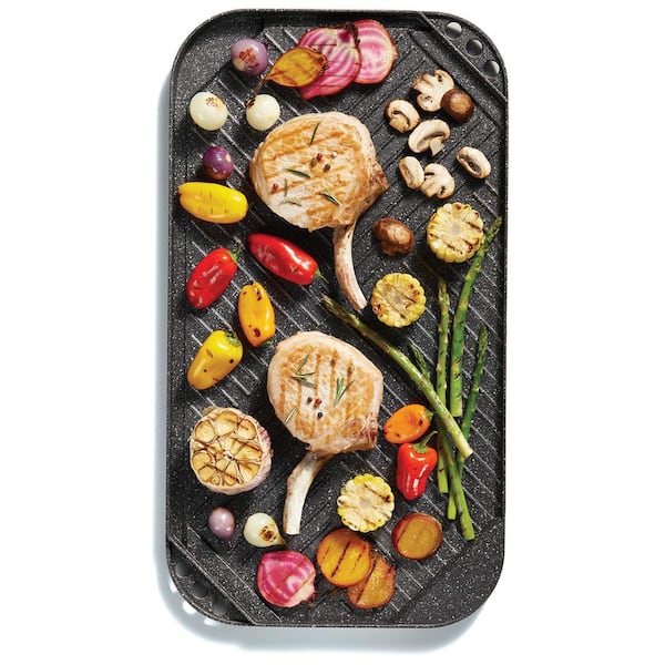 MasterClass Cast Aluminium Induction-Safe Non-Stick Dual Griddle  Tray/Plate, 46 x 26 cm (18 x 10 Inch), Grey