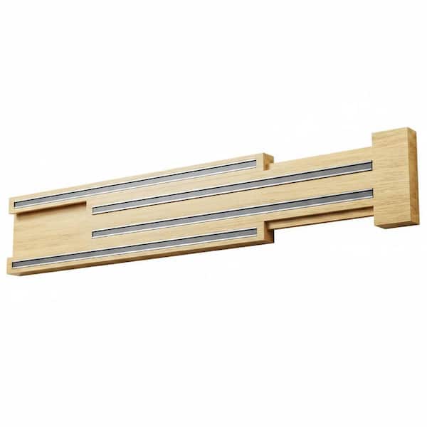 Magnetic Knife Holder 1 Piece 32 in. Wood Wall-Mount Extendable Knife Bar with Screw Adhesive for Kitchen Tools