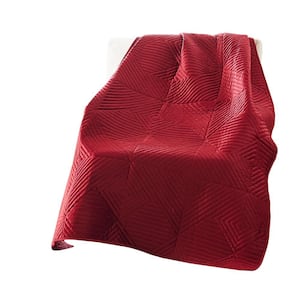 Red Solid Color Cotton Throw Blanket