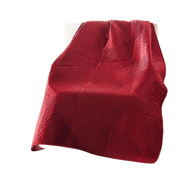 Benjara Red Solid Color Cotton Throw Blanket