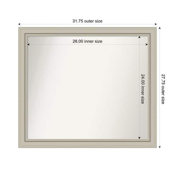 Amanti Art Romano Silver Narrow 31.75 in. x 27.75 in. Custom Non-Beveled Wood Framed Bathroom Vanity Wall Mirror
