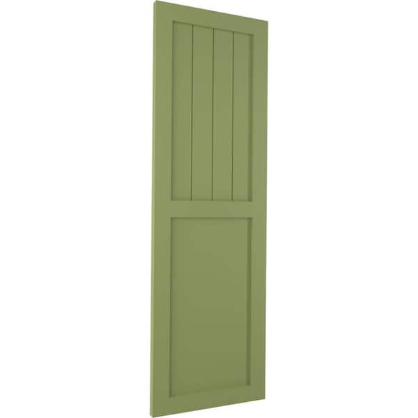 Ekena Millwork 18 in. x 76 in. True Fit PVC Farmhouse/Flat Panel Combination Fixed Mount Board & Batten Shutters Pair in Viridian Green