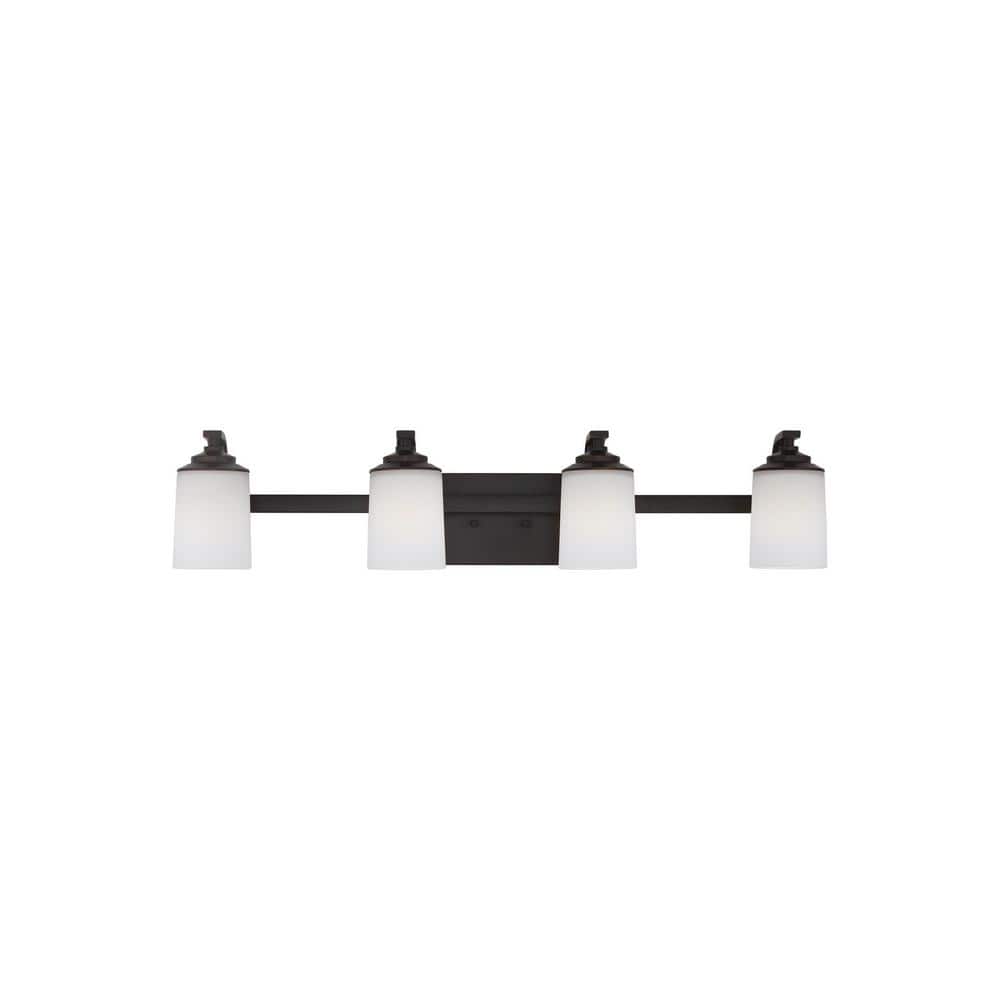 Kemal Bronze 4-Light Wall/Bath Fixture with Etched Glass Shades