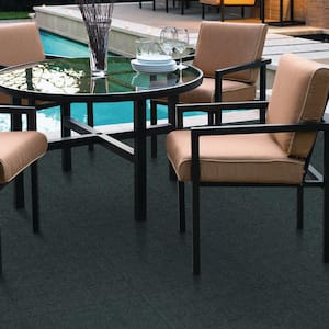 Peel and Stick Heather Green Ribbed 18 in. x 18 in. Residential Carpet Tile (16 Tiles/Case)