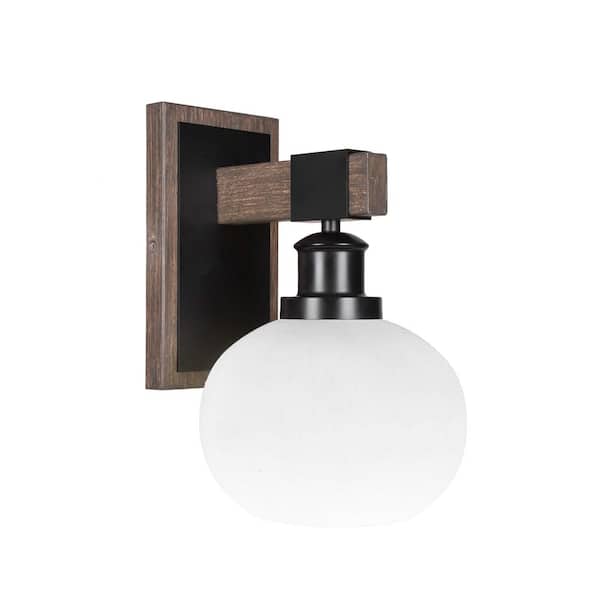 Unbranded Richmond 1-Light Matte Black and Painted Distressed Wood-look Metal Wall Sconce