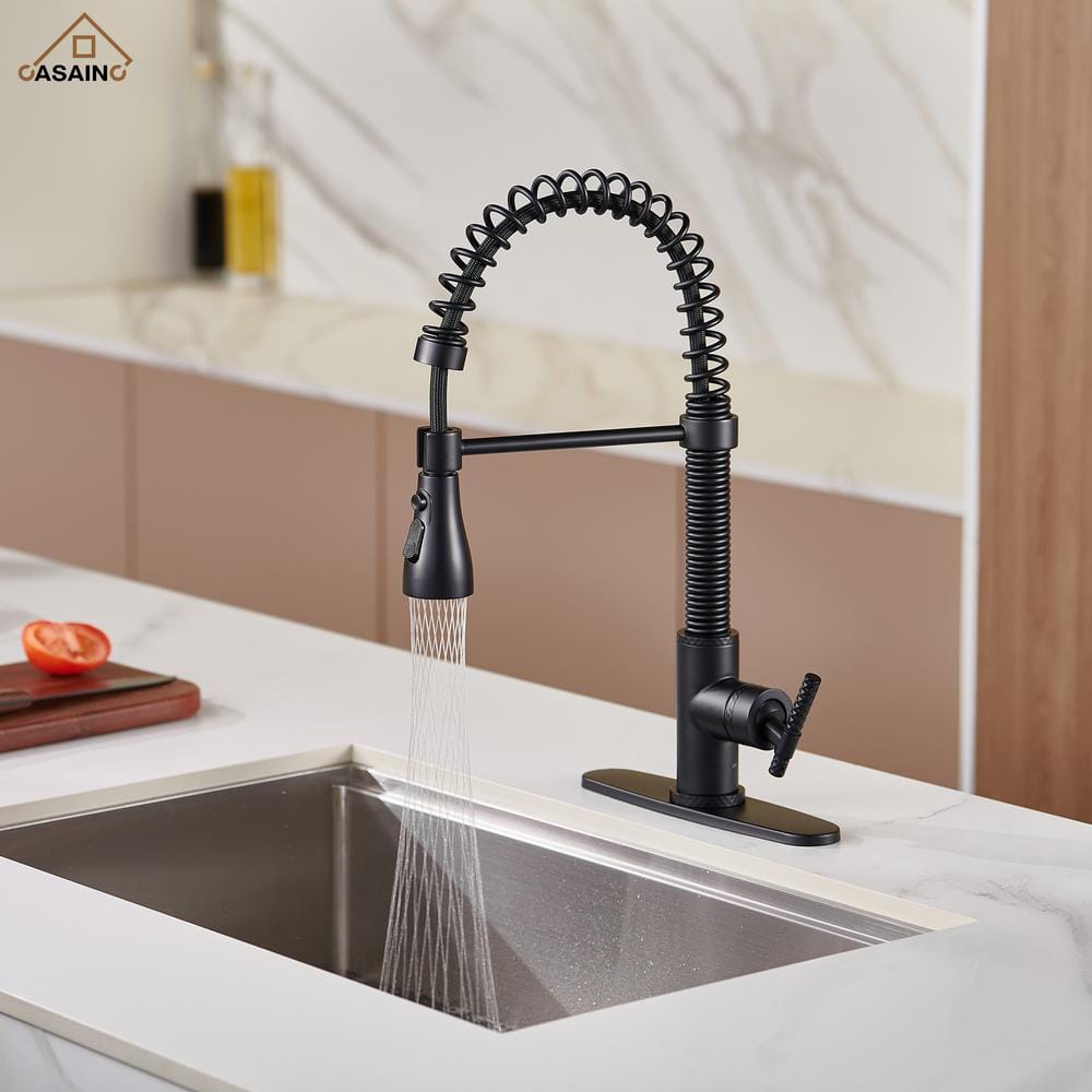 Matte Black Stainless Steel Pull-Out Kitchen Faucet