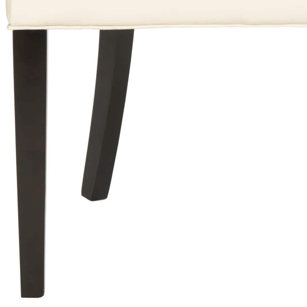 Flat Cream Leather Parsons Dining Chairs with Wood Legs, Set of 2