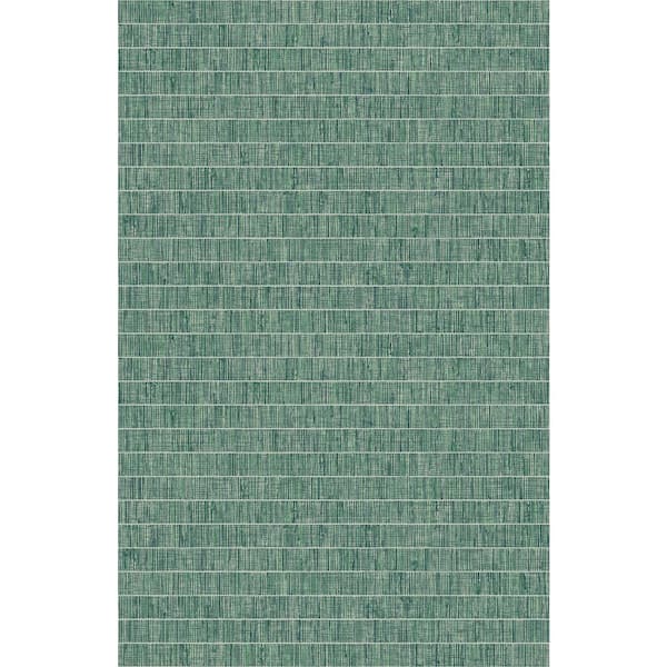 Seabrook Designs 60.75 sq. ft. Banana Leaf Blue Grass Band Embossed Vinyl Unpasted Wallpaper Roll