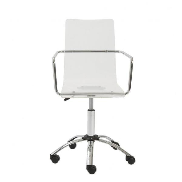 HomeRoots Amelia Clear Nonadjustable Arms Office Desk Chair 370505