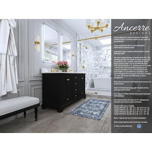 Audrey 60 in. W x 22 in. D Bath Vanity in Black Onyx with Marble Vanity Top in White with White Basin and Gold Hardware