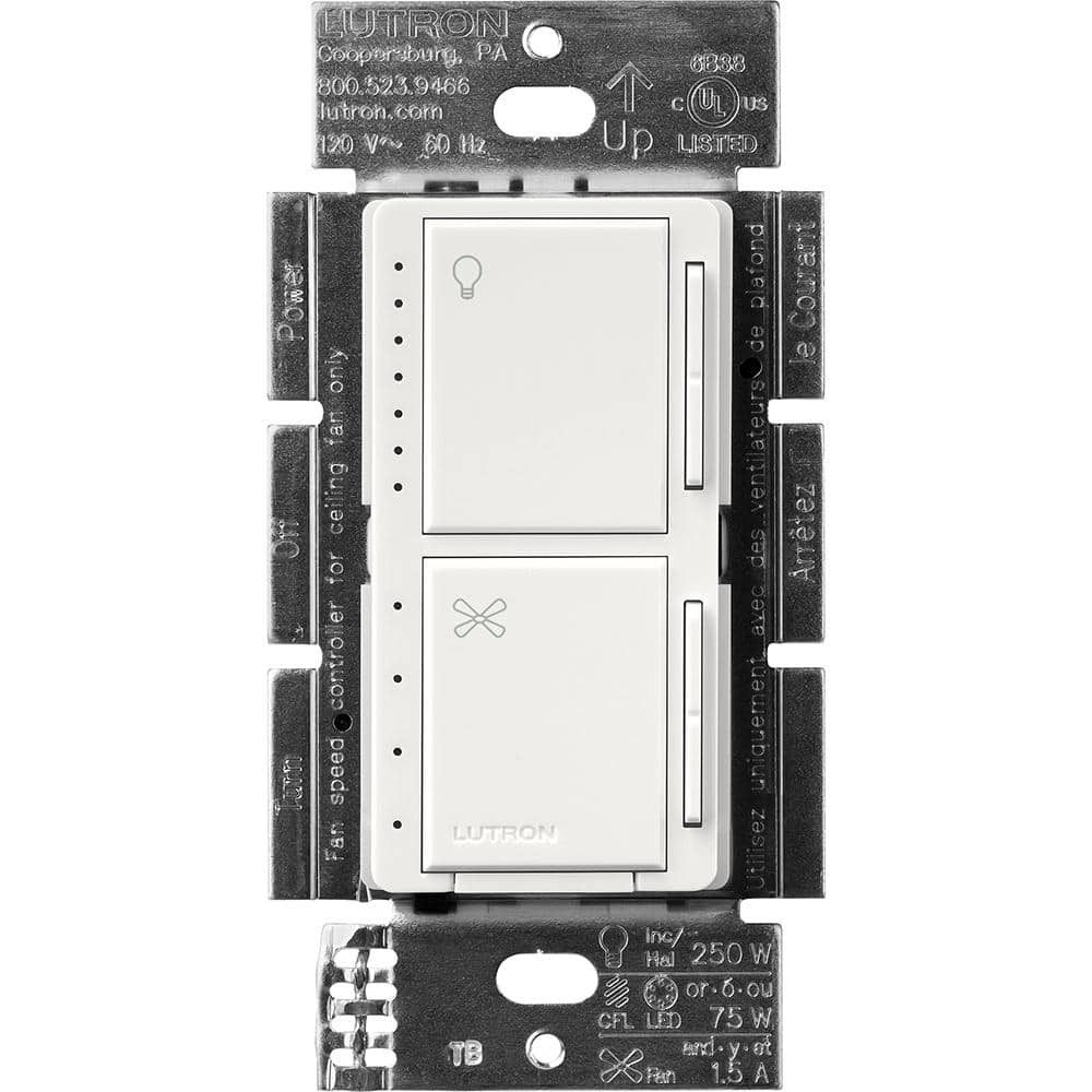 Maestro LED Plus Push Button Fan Control and Light Dimmer, 75-Watt LED/1.5A Fans, Single-Pole, Snow White (MACL-LFQ-SW) price history on PriceWatchPro