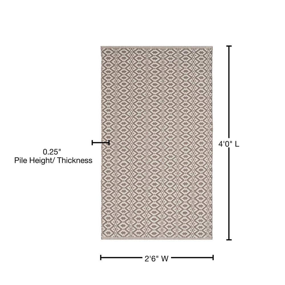 Ivory and Grey Handwoven Geometric Cotton Area Rug
