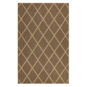 Basics Lewis Diamond Tan 2 ft. 6 in. x 3 ft. 10 in. Transitional Tufted Geometric Lattice Polyester Rectangle Area Rug