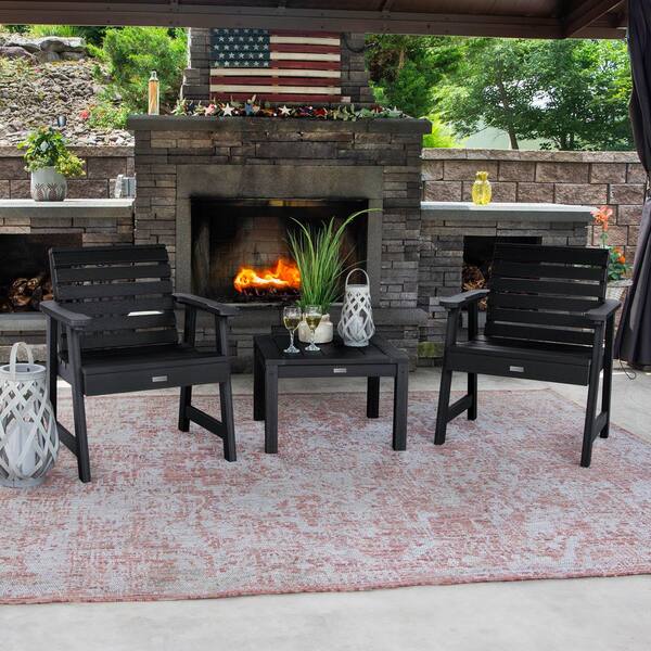 Weatherly Black 3-Piece Recycled Plastic Patio Conversation Set