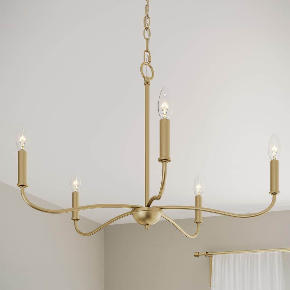 Ilia 60-Watt 5-Light Brushed Gold Transitional Chandelier price history on PriceWatchPro