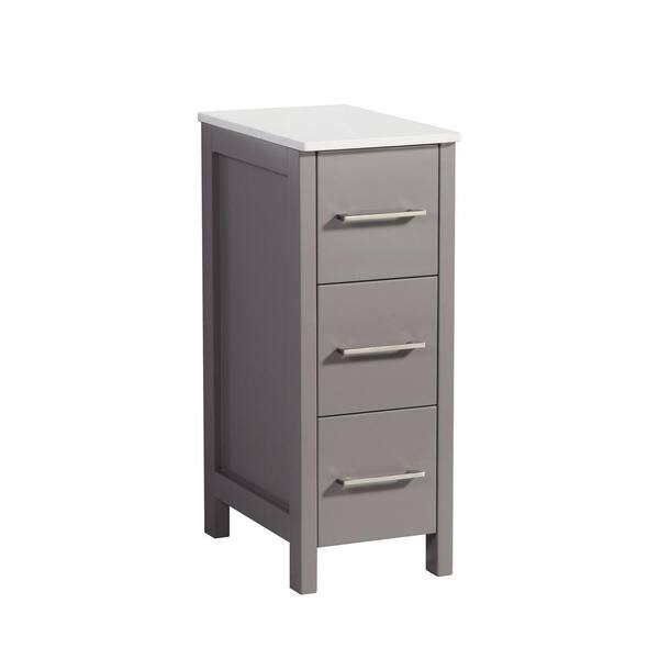 Vanity Art 12 in. W x 18 in. D x 33.5 in. H Bath Vanity Side Cabinet Only in Grey
