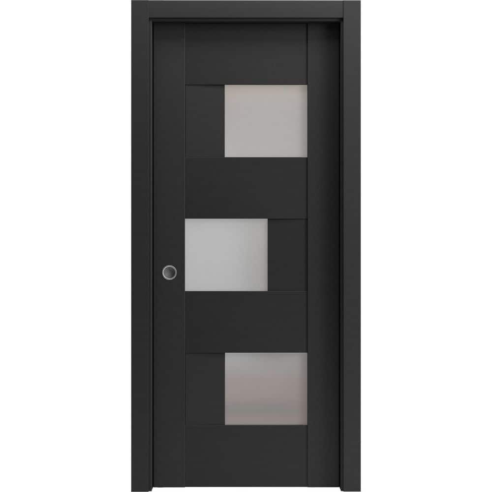 18 in. x 96 in. 1 Panel Black Matte Finished MDF Sliding Door with Hardware price history on PriceWatchPro