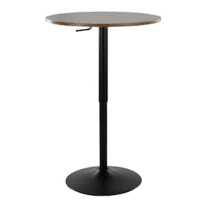 Elia Walnut Wood and Black Metal Adjustable Bar Table