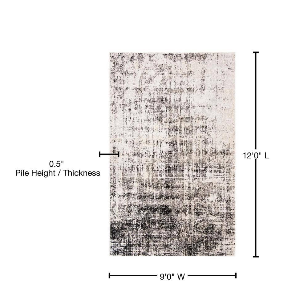 Silver/Black 9' x 12' Abstract Synthetic Rectangular Area Rug