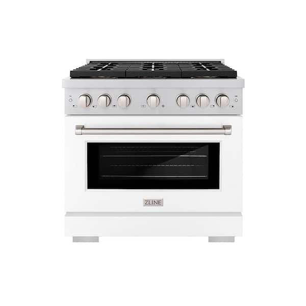 36 in. 5.2 cu. ft. Paramount Dual Fuel Range with 6 Burner DuoPro Cooktop and Convection Oven with White Matte Door