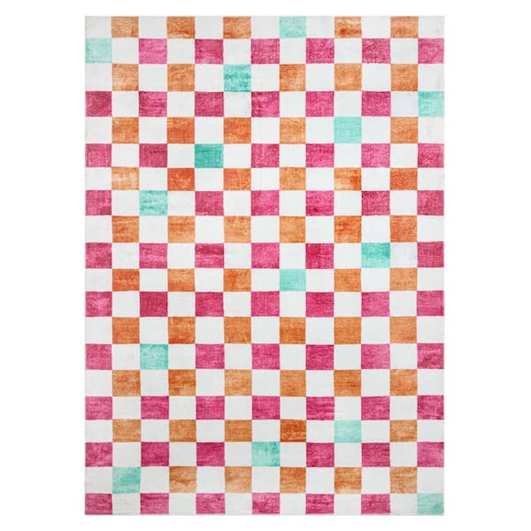 Niko Checkmate Red/Multi 8 ft. x 10 ft. Indoor Area Rug