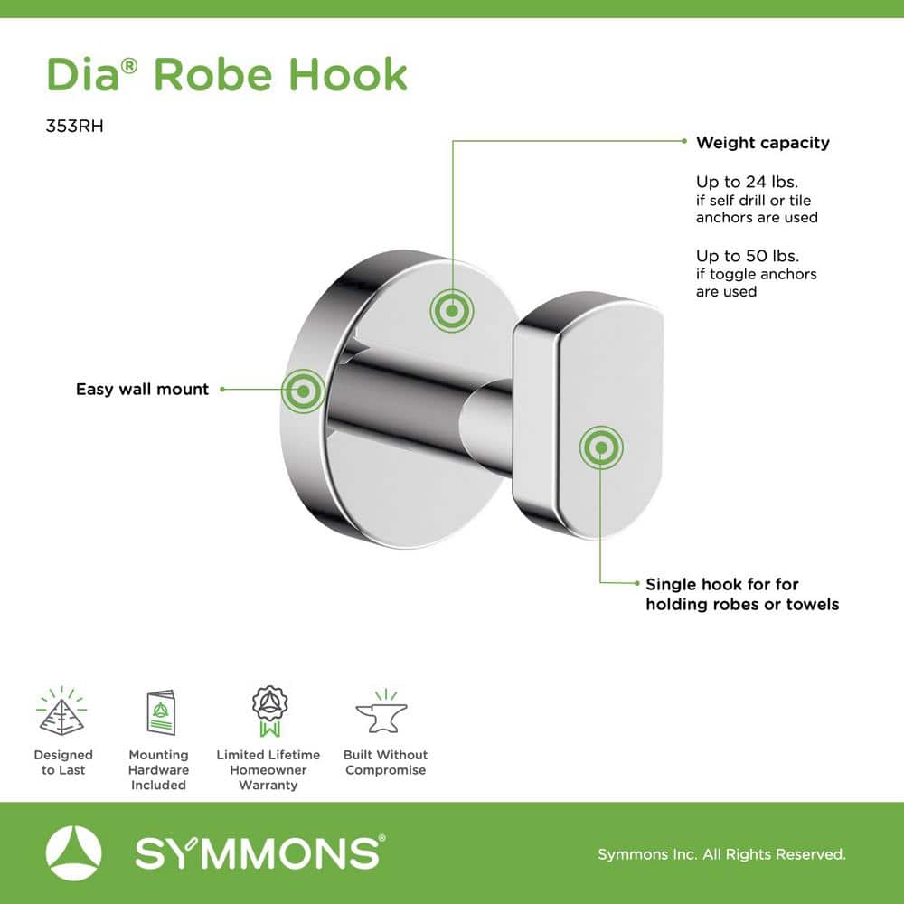 Polished Chrome Modern Metal Wall-Mounted Robe Hook