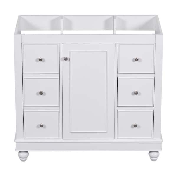 Ziyudura 36 in. Freestanding Bath Vanity Cabinet without Top in White, Adjustable Shelf, Ample Storage