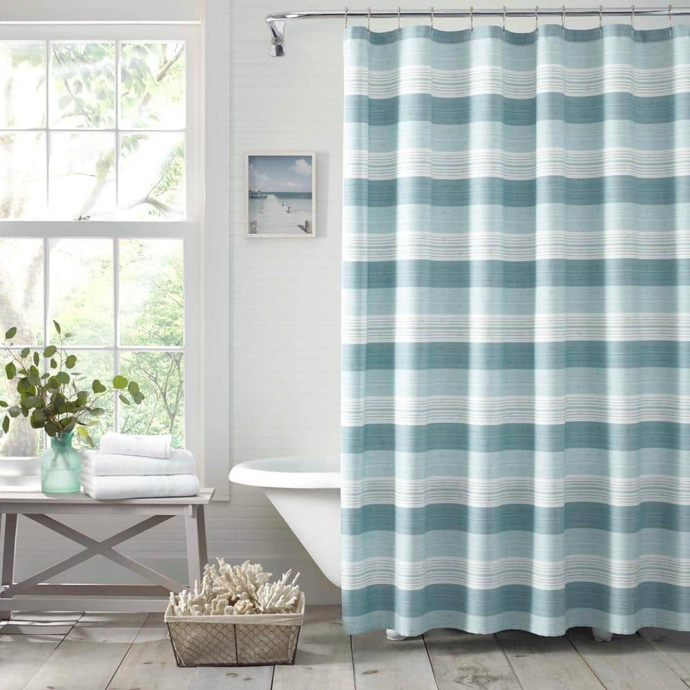 Tommy Bahama Hula Beach Blue Cotton 72in. X 72in. Shower Curtain