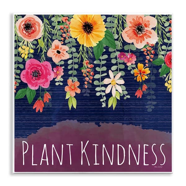 Plant Kindness with Florals by Nicole DeCamp Unframed Typography Graphic Art Print 12 in. x 2 in.