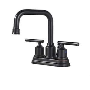 4 in. Centerset Double-Handle High Arc Bathroom Sink Faucet in Oil Rubbed Bronze