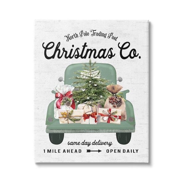 Stupell Industries Christmas Co Gift Truck byLettered and Lined 1 Piece Unframed Graphic Print Travel Poster Art Print 48 in. x 36 in.