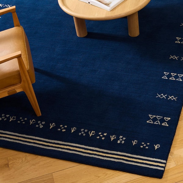 Himalaya 9 ft. x 12 ft. Navy Tribal Area Rug