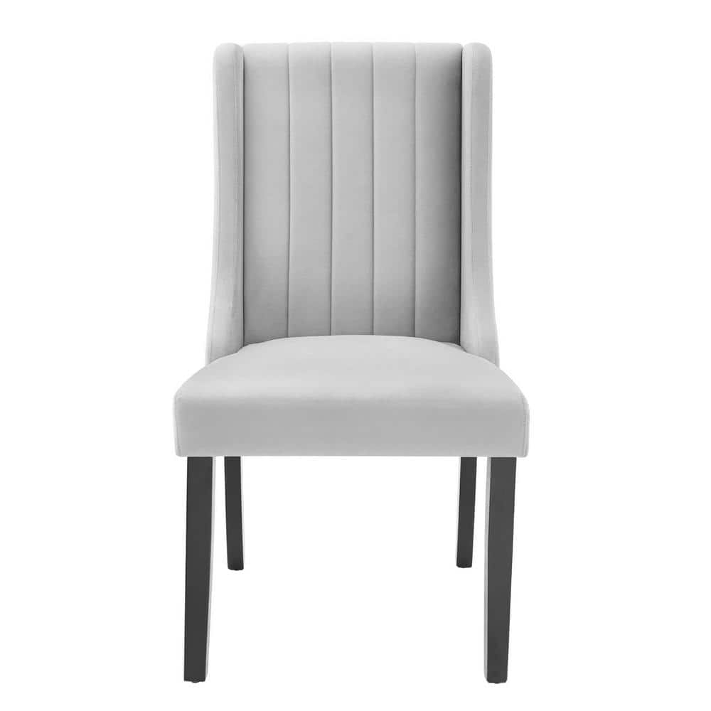 Parsons Light Gray Velvet Side Chair with Channel Tufting - Set of 2