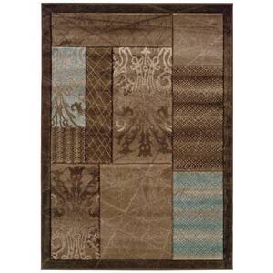 Milan Collection Brown and Aqua 8 ft. x 10 ft. Indoor Area Rug